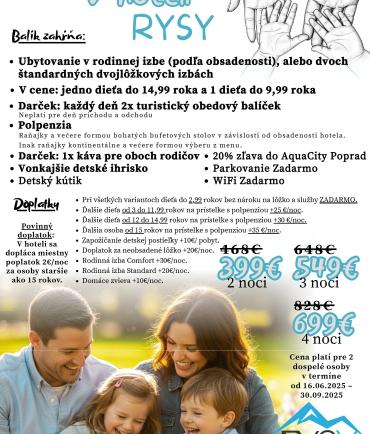 Rodinný Reset v Hoteli RYSY (16.06. - 30.09.2025)