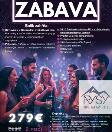Štefanská Zábava v Hoteli RYSY (26. - 28.12.2025)